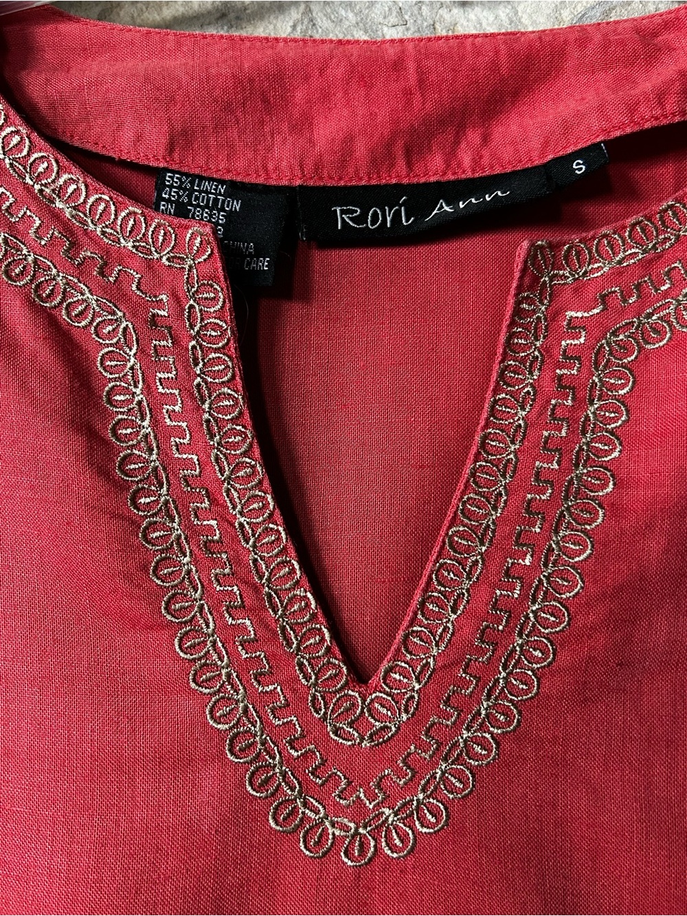 Rori Ann Linen Cotton Coral Top - Picture 3 of 8